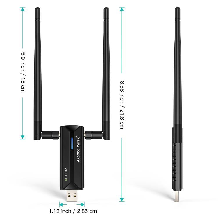 EDUP EP-AX1672 AX3000 USB 3.0 Wireless WiFi 6E Adapter 802.11g High Power Wireless USB Adapter 2.4GHz & 5GHz & 6GHz with Chipset MT7621AU EDUP EP-AX1672 AX3000 USB 3.0 Wireless WiFi 6E Adapter 802.11g High Power Wireless USB Adapter 2.4GHz & 5GHz & 6GHz with Chipset MT7621AU